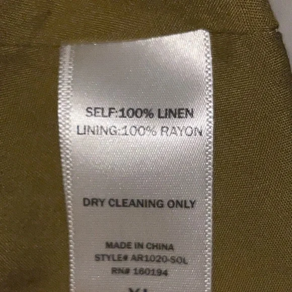 Solai the Label French Riviera Linen Dress in Olive, size XL - Picture 8 of 10